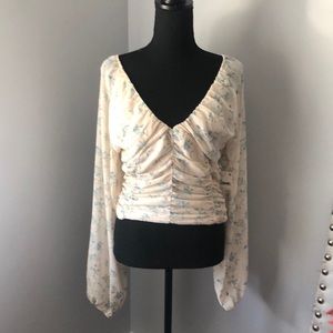 NWT Free People New Final Rose Blouse in Vintage Combo